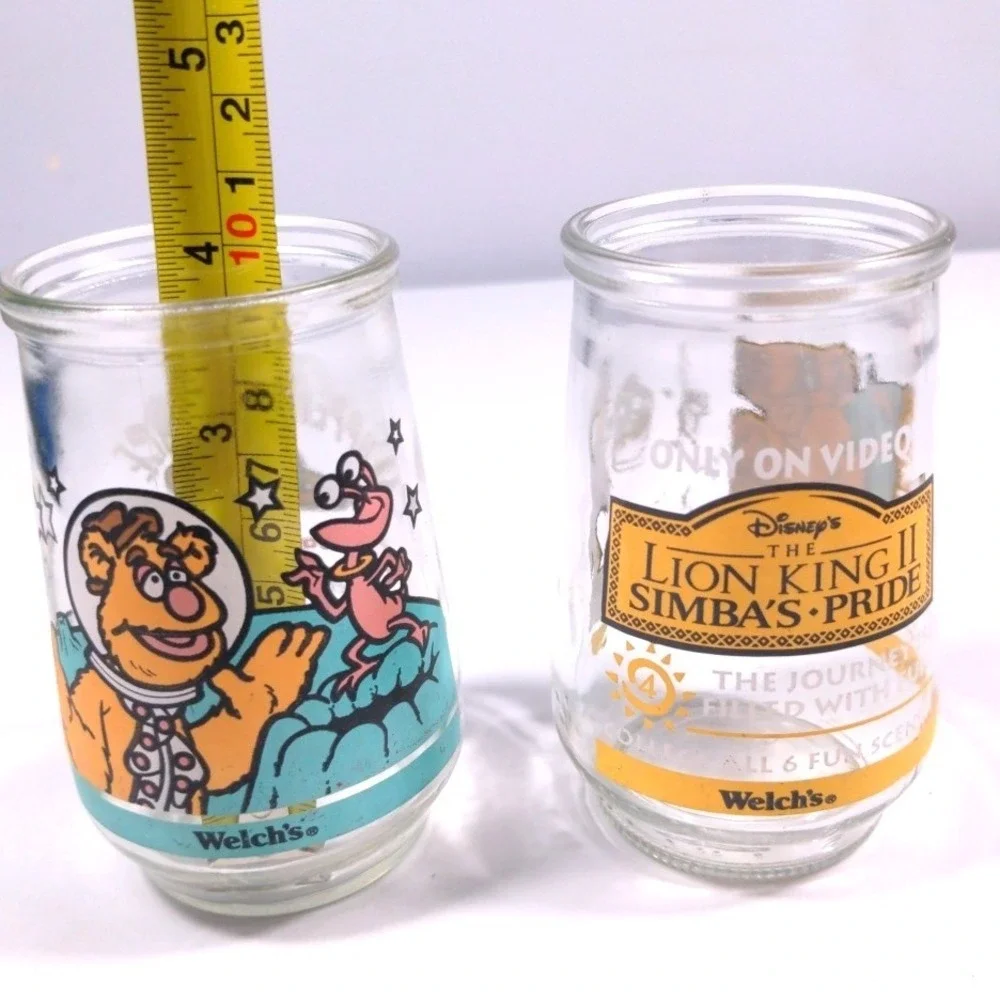VTG 1998 Welchs Jelly Jar Glasses Lion King II Simba Muppet In Space Fozzie Bear